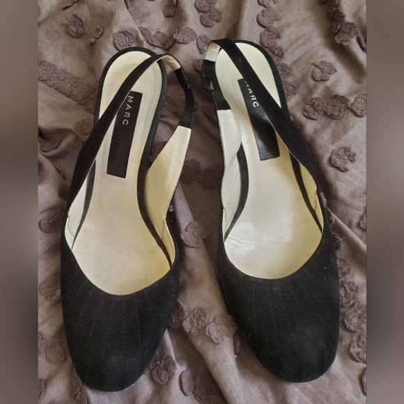 Marc Jacobs Black Suede Slingback Pumps. Made in Italy. - Picture 1 of 11